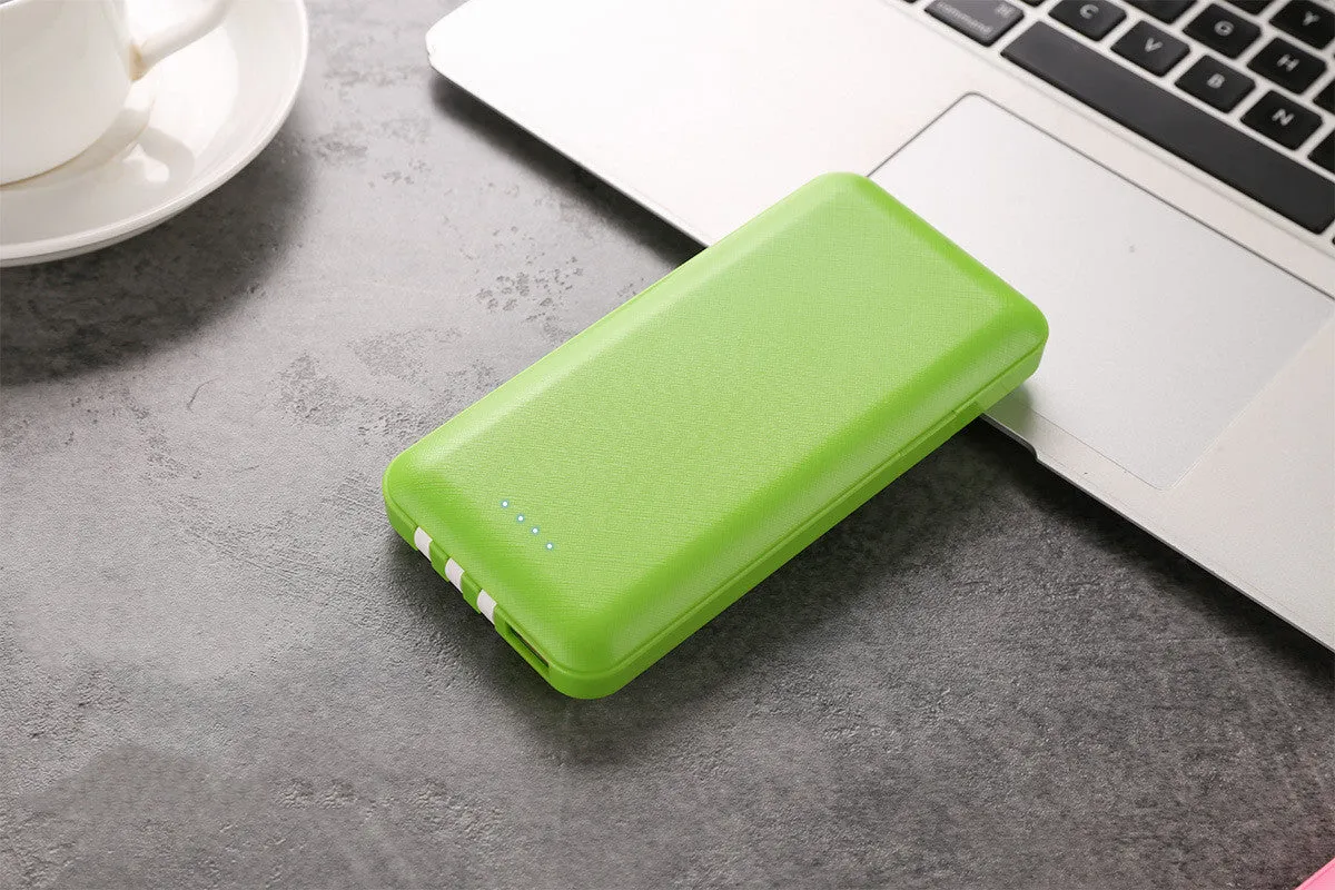 10000mAh plastic polymer lithium ion battery power bank with three wires in black