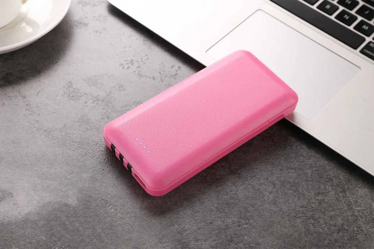 10000mAh plastic polymer lithium ion battery power bank with three wires in black