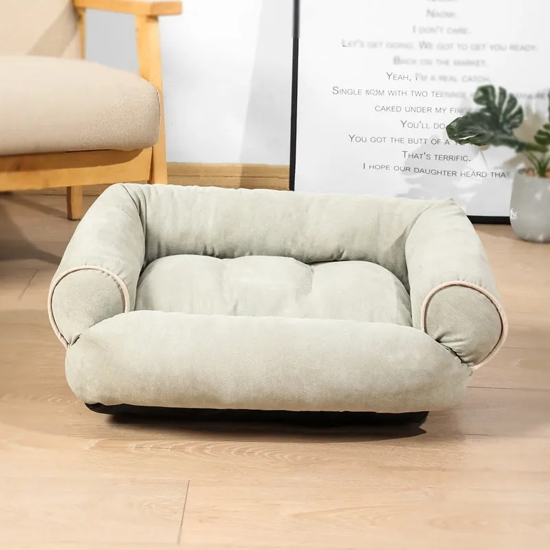 Dog sofa bed with plush fabric surface and high-elastic PP cotton padding in multiple colours and sizes