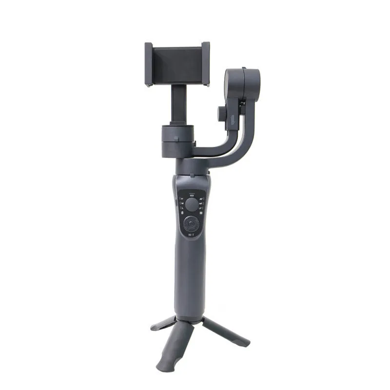 Black three-axis handheld gimbal stabiliser for mobile phone with ABS+PC handle