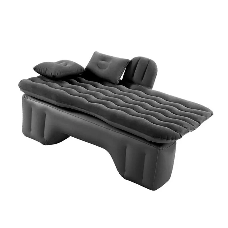 Blue car inflatable mattress with two pillows folded for storage, 135x70cm