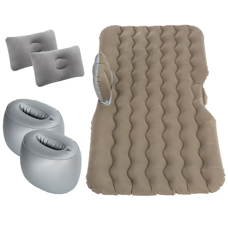 Blue car inflatable mattress with two pillows folded for storage, 135x70cm