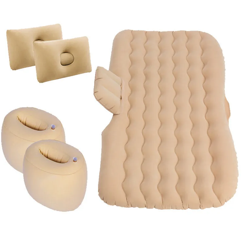 Blue car inflatable mattress with two pillows folded for storage, 135x70cm