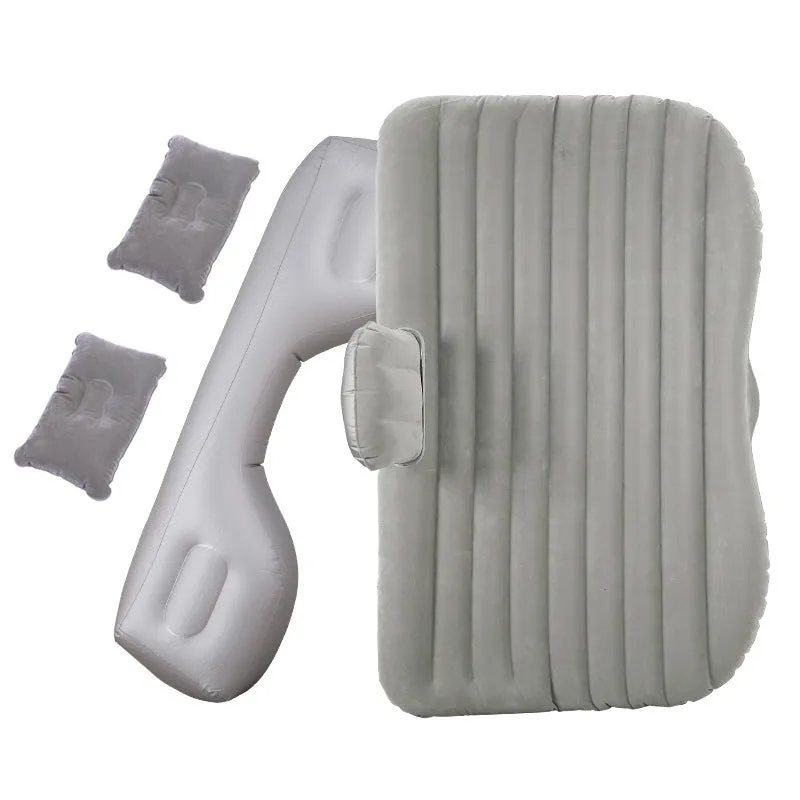 Blue car inflatable mattress with two pillows folded for storage, 135x70cm