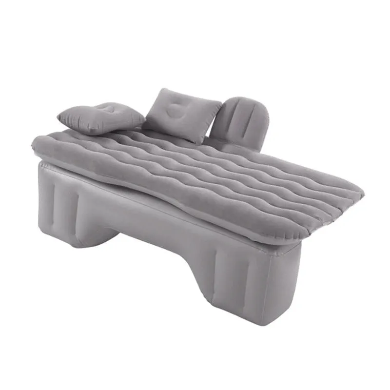 Blue car inflatable mattress with two pillows folded for storage, 135x70cm