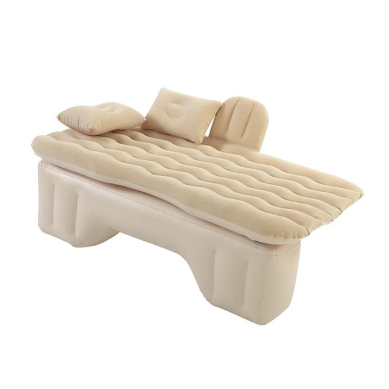 Blue car inflatable mattress with two pillows folded for storage, 135x70cm