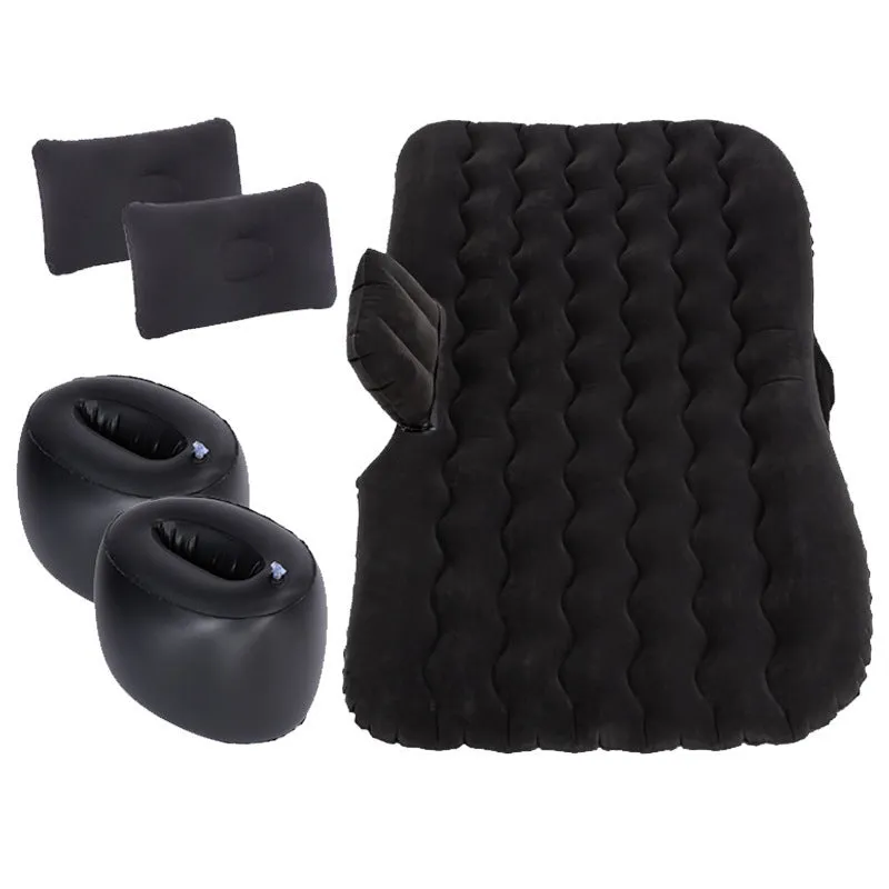 Blue car inflatable mattress with two pillows folded for storage, 135x70cm