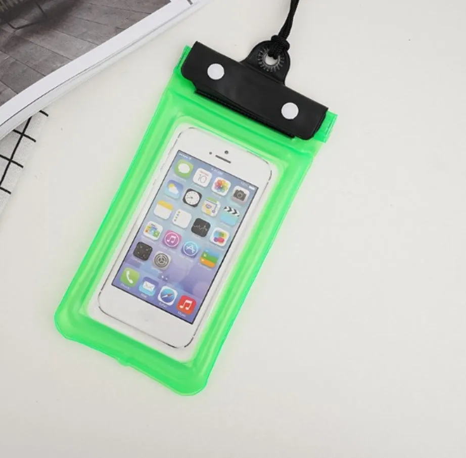 Mobile waterproof PVC bag for 7 inch phone with three-layer seal and double snap, multiple colours