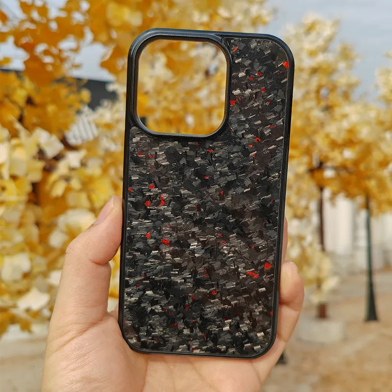 Gold foil carbon fiber forged grain phone case with magnetic suction for iPhone
