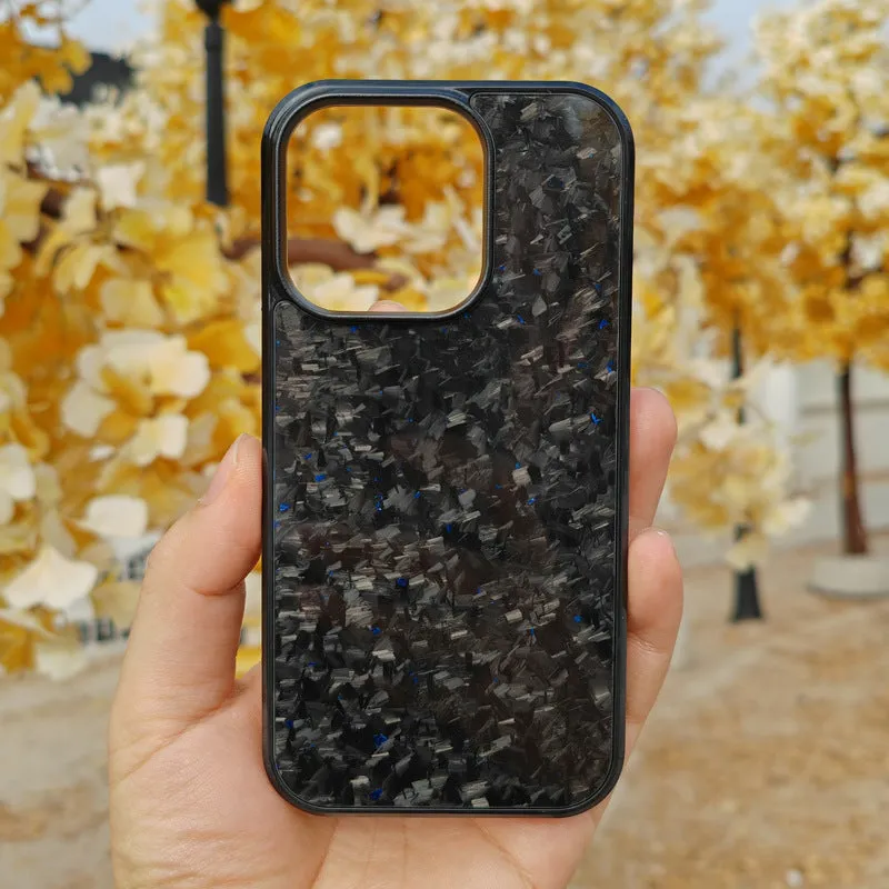 Gold foil carbon fiber forged grain phone case with magnetic suction for iPhone