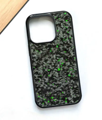 Gold foil carbon fiber forged grain phone case with magnetic suction for iPhone