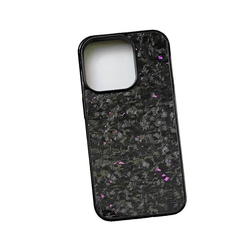 Gold foil carbon fiber forged grain phone case with magnetic suction for iPhone