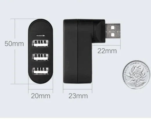 A black and a white USB 2.0 hub splitter with multiple ports.