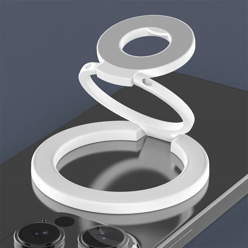 Double ring magnetic phone holder in cool black with alloy construction and strong magnetic force