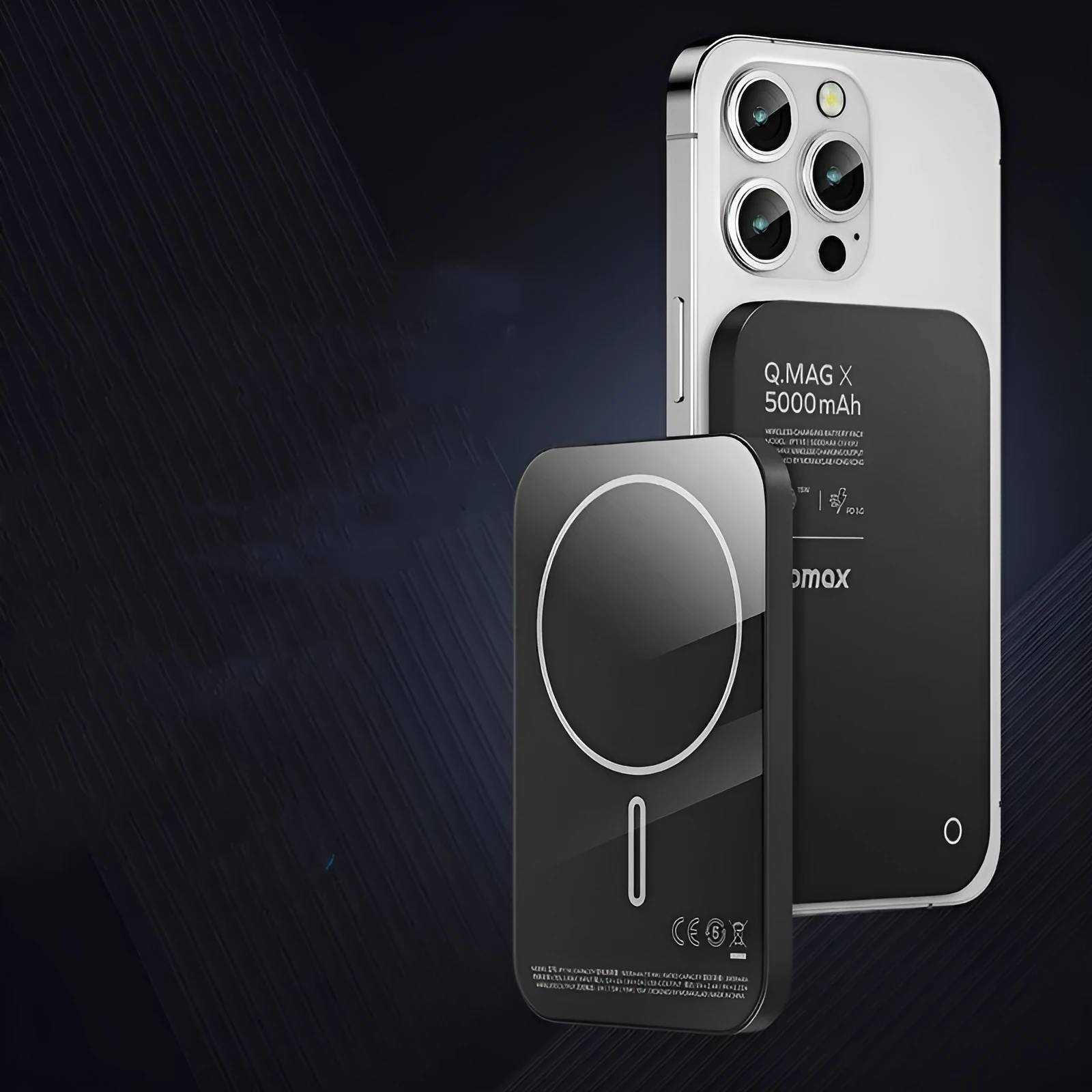 Alloy magnetic wireless power bank in titanium gold or black colour with multiple capacity options