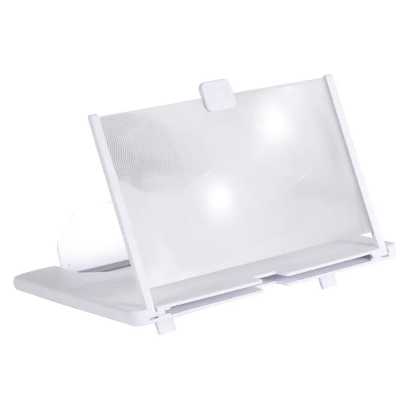 Black plastic mobile phone screen magnifier 12 inch 30cm diagonal on desk