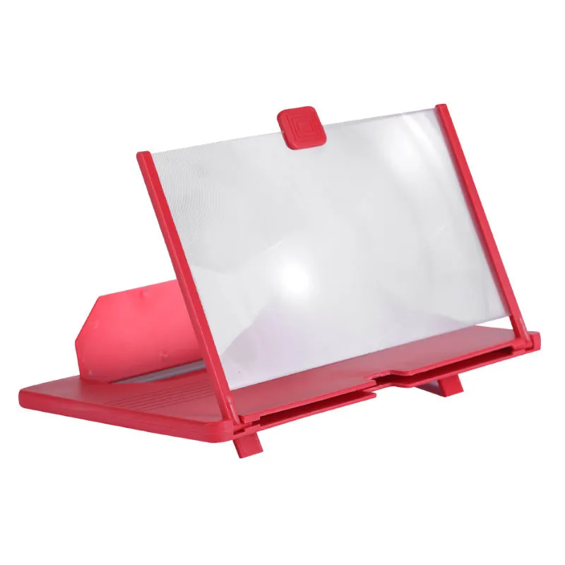 Black plastic mobile phone screen magnifier 12 inch 30cm diagonal on desk