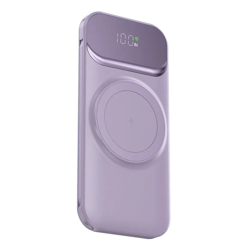 Magnetic portable wireless charging power supply 10000mAh in pink with silicone and ABS shell