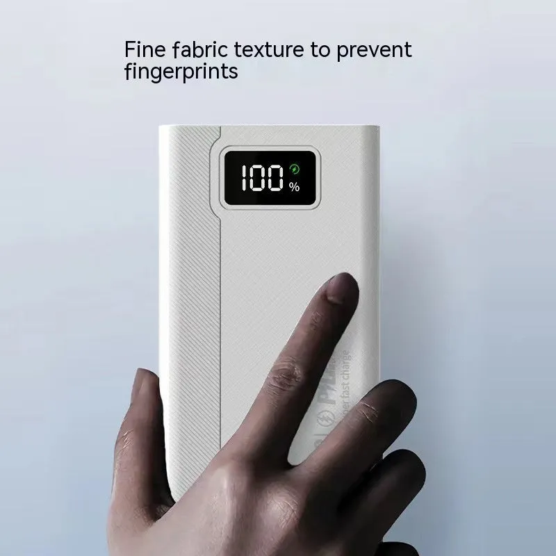 Black and white large capacity power bank showing front view with dimensions 150mm by 76mm