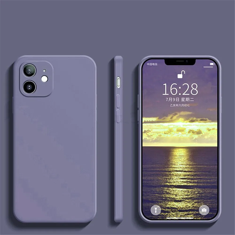 Liquid silicone fine hole straight edge mobile phone case in solid colour for Apple iPhone