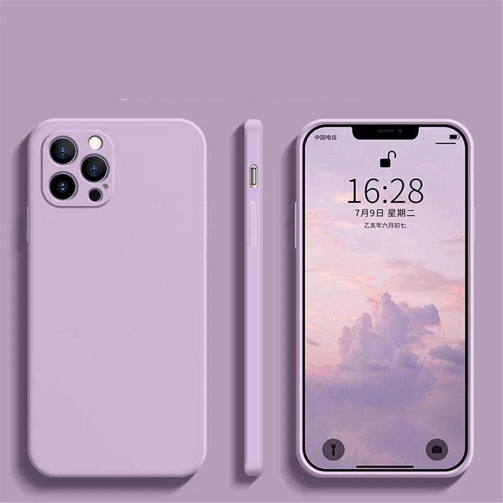 Liquid silicone fine hole straight edge mobile phone case in solid colour for Apple iPhone