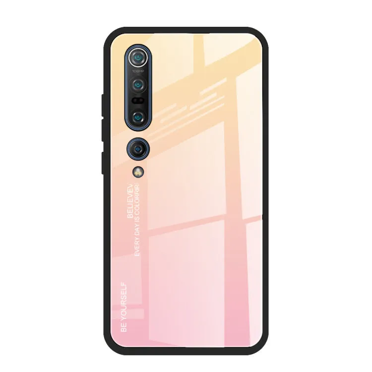 Xiaomi gradient phone case with tempered glass texture in blue pink colour for Mi 10 series