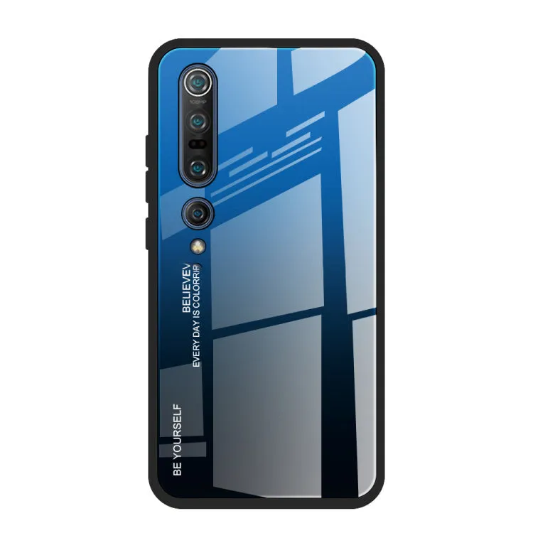 Xiaomi gradient phone case with tempered glass texture in blue pink colour for Mi 10 series