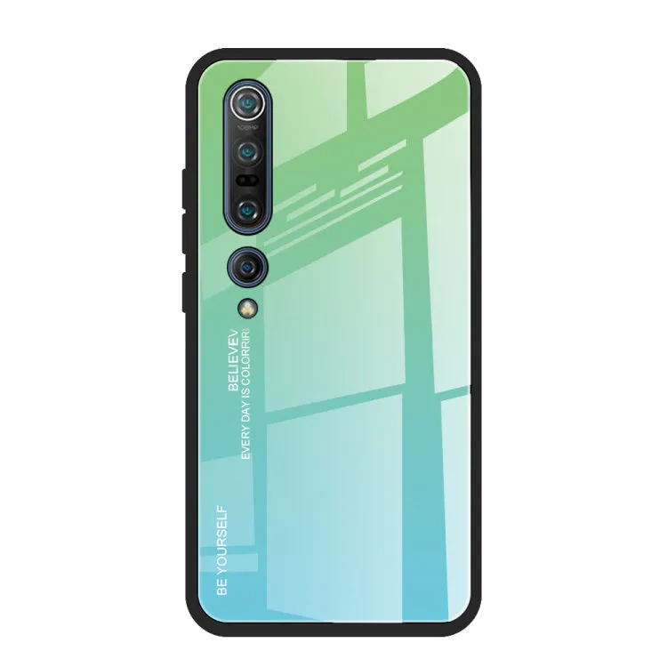 Xiaomi gradient phone case with tempered glass texture in blue pink colour for Mi 10 series