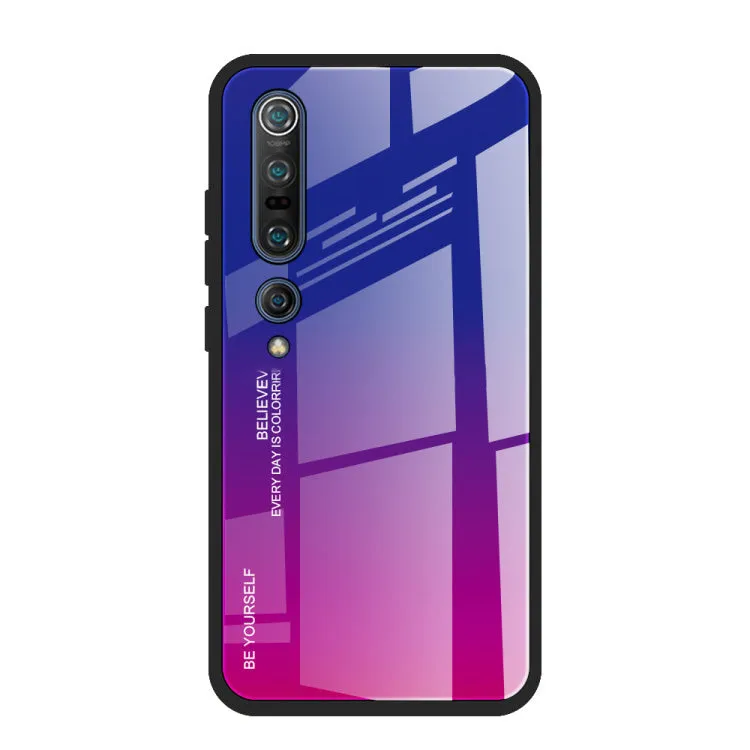 Xiaomi gradient phone case with tempered glass texture in blue pink colour for Mi 10 series