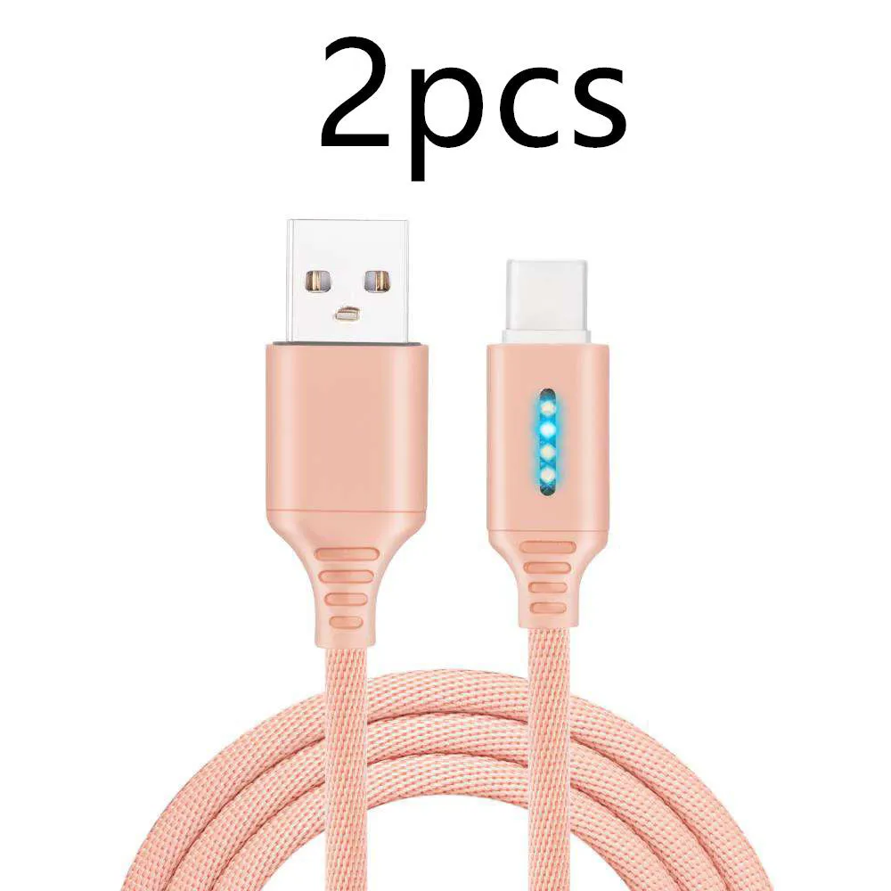 Fabric weaving fast charging cable with Type-C connector showing braided exterior texture