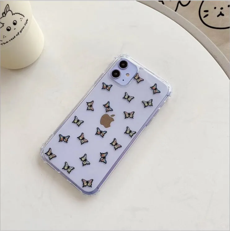 Color Butterfly TPU phone case back cover with solid butterfly pattern for iPhone