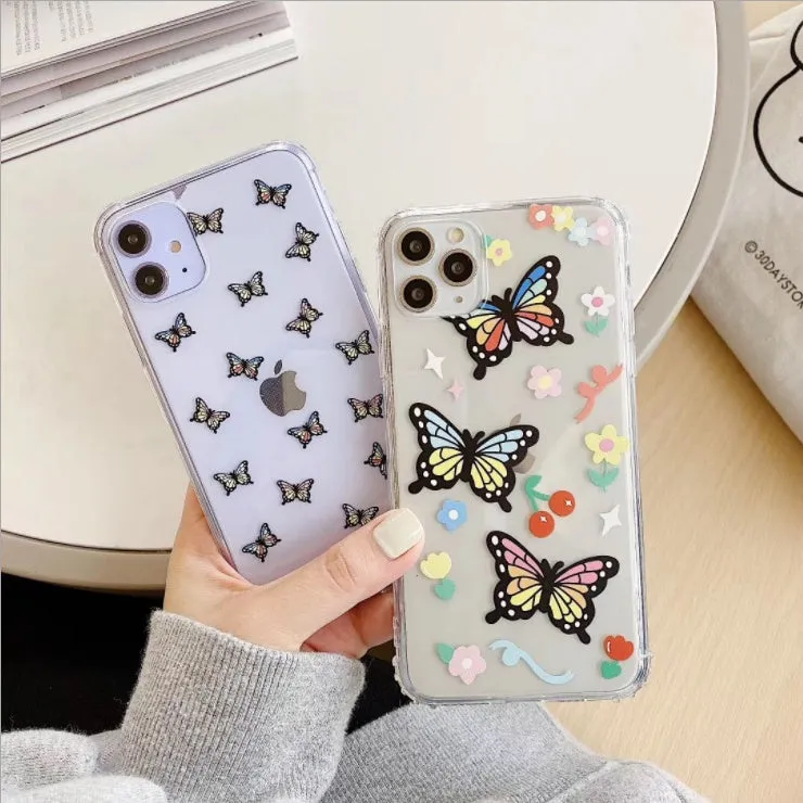 Color Butterfly TPU phone case back cover with solid butterfly pattern for iPhone