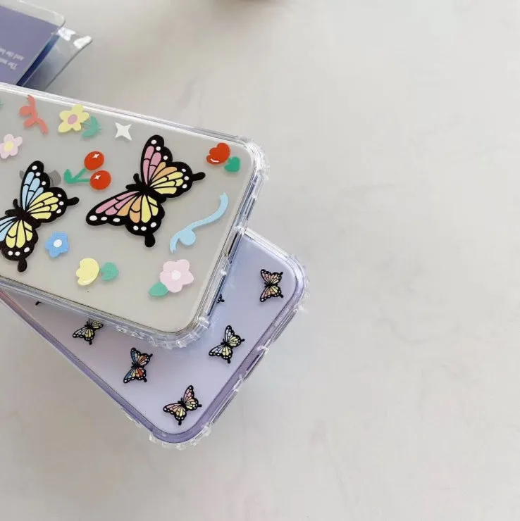 Color Butterfly TPU phone case back cover with solid butterfly pattern for iPhone