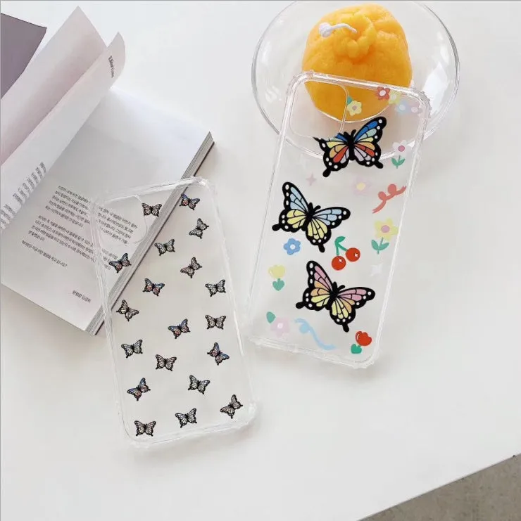Color Butterfly TPU phone case back cover with solid butterfly pattern for iPhone
