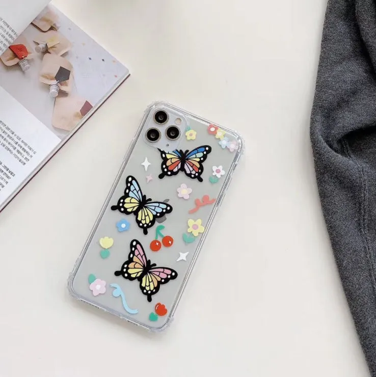 Color Butterfly TPU phone case back cover with solid butterfly pattern for iPhone