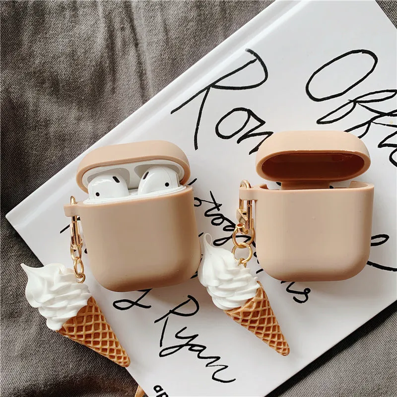 Translucent silicone protector case for Apple AirPods 2 in cylinder ice cream design