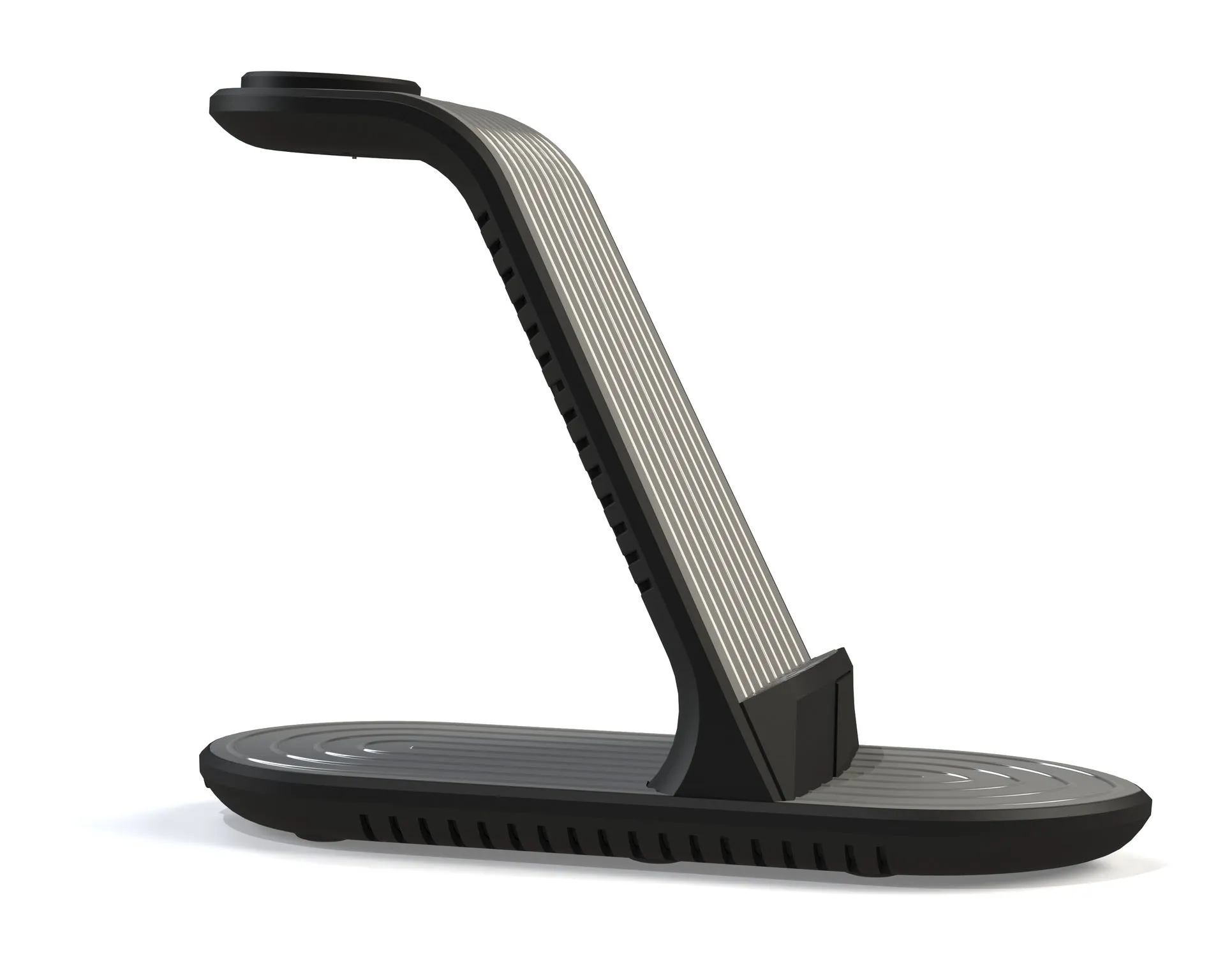 Black four-in-one wireless charger station for iPhone iWatch headset with 20W fast charging and USB cable adapter