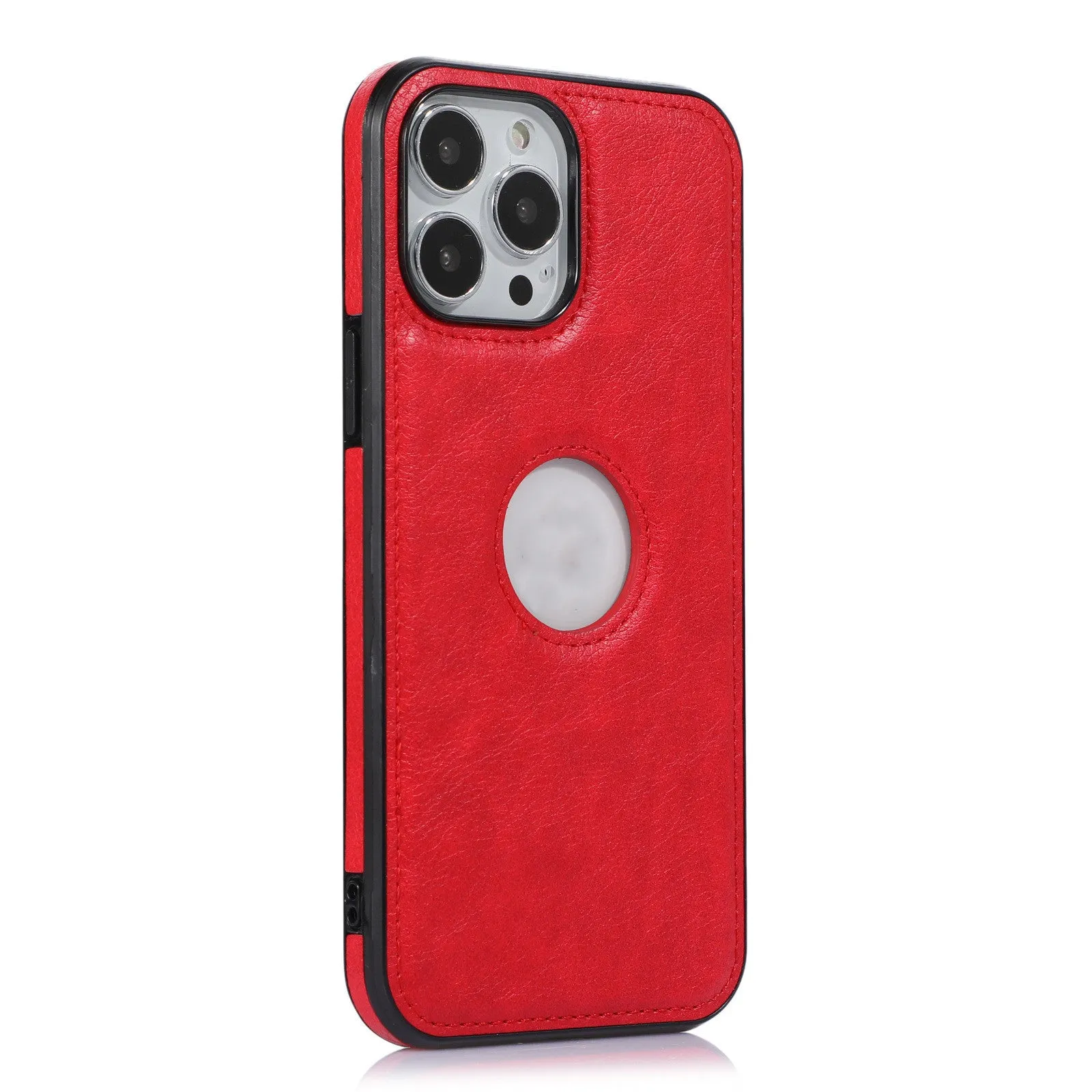 Leather finish back cover phone case for Apple iPhone models, imitation leather protective shell available in black, brown, red, blue for iPhone 6G/6S, 7/8G, SE2/SE3, 11, 12, 13, 14 series and more