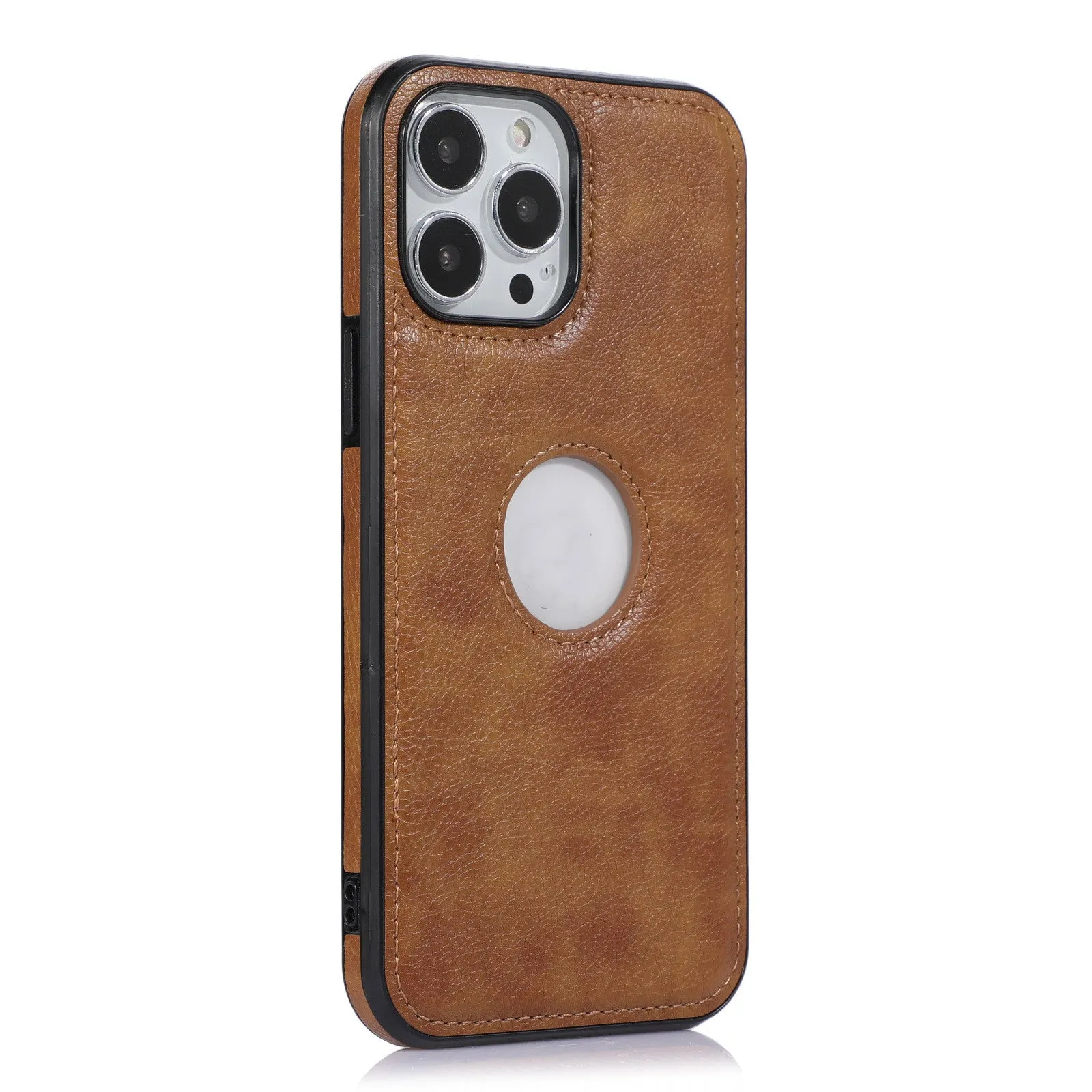 Leather finish back cover phone case for Apple iPhone models, imitation leather protective shell available in black, brown, red, blue for iPhone 6G/6S, 7/8G, SE2/SE3, 11, 12, 13, 14 series and more