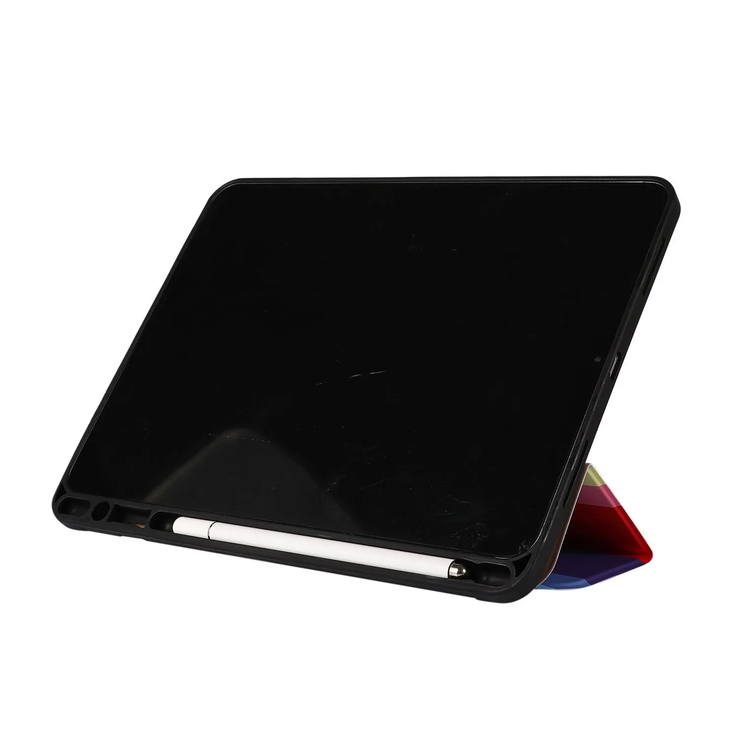 Blue tablet case with tri-fold stand and pen slot for iPad 10.2 inch model