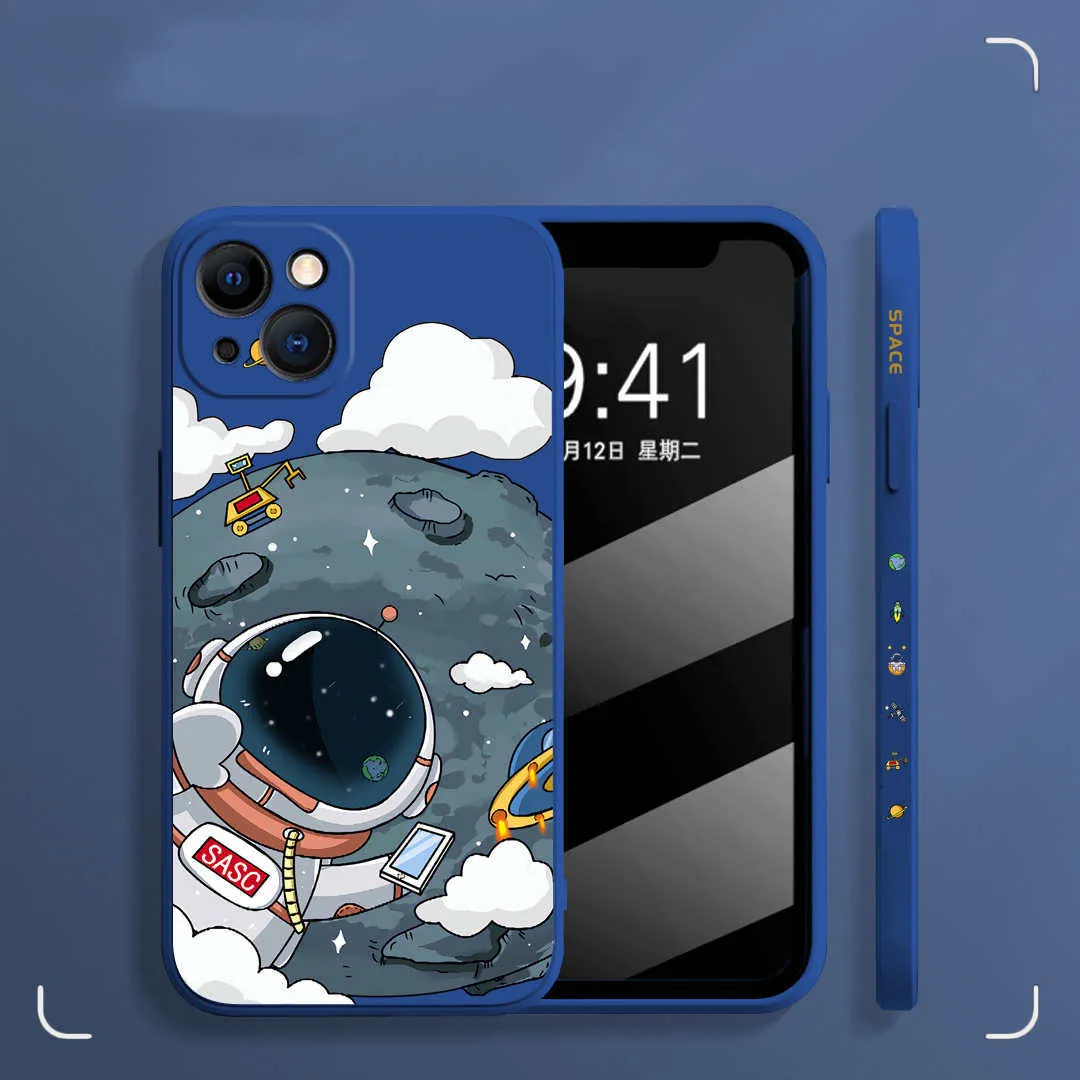 Rubik's Cube TPU phone case for iPhone with astronaut side design, black colour, back cover view