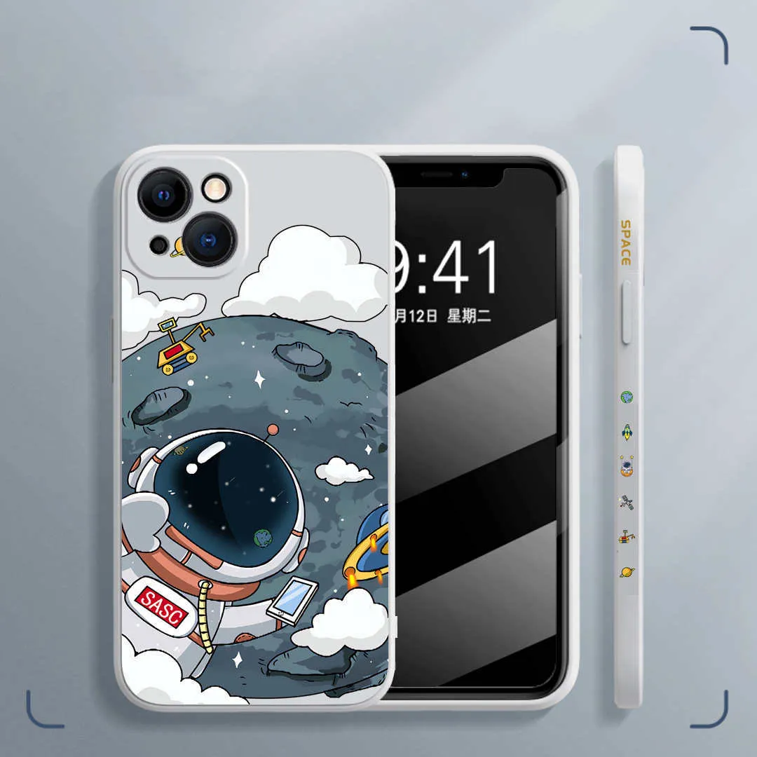 Rubik's Cube TPU phone case for iPhone with astronaut side design, black colour, back cover view