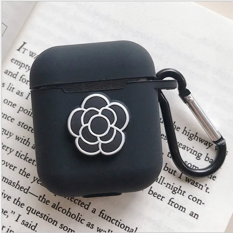 Silicone protective case for Bluetooth earphones with cartoon design and key-clasp hanging rope