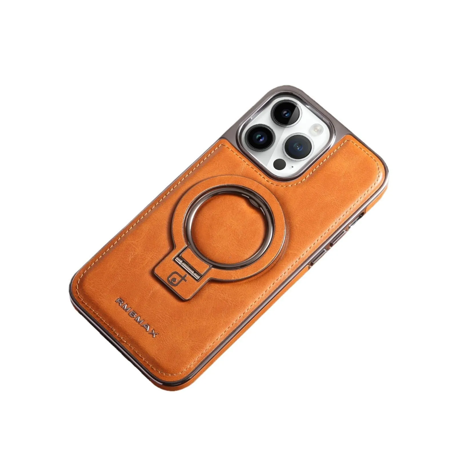 Magnetic bracket phone case imitation leather drop-resistant for iPhone 11-15 Pro Max