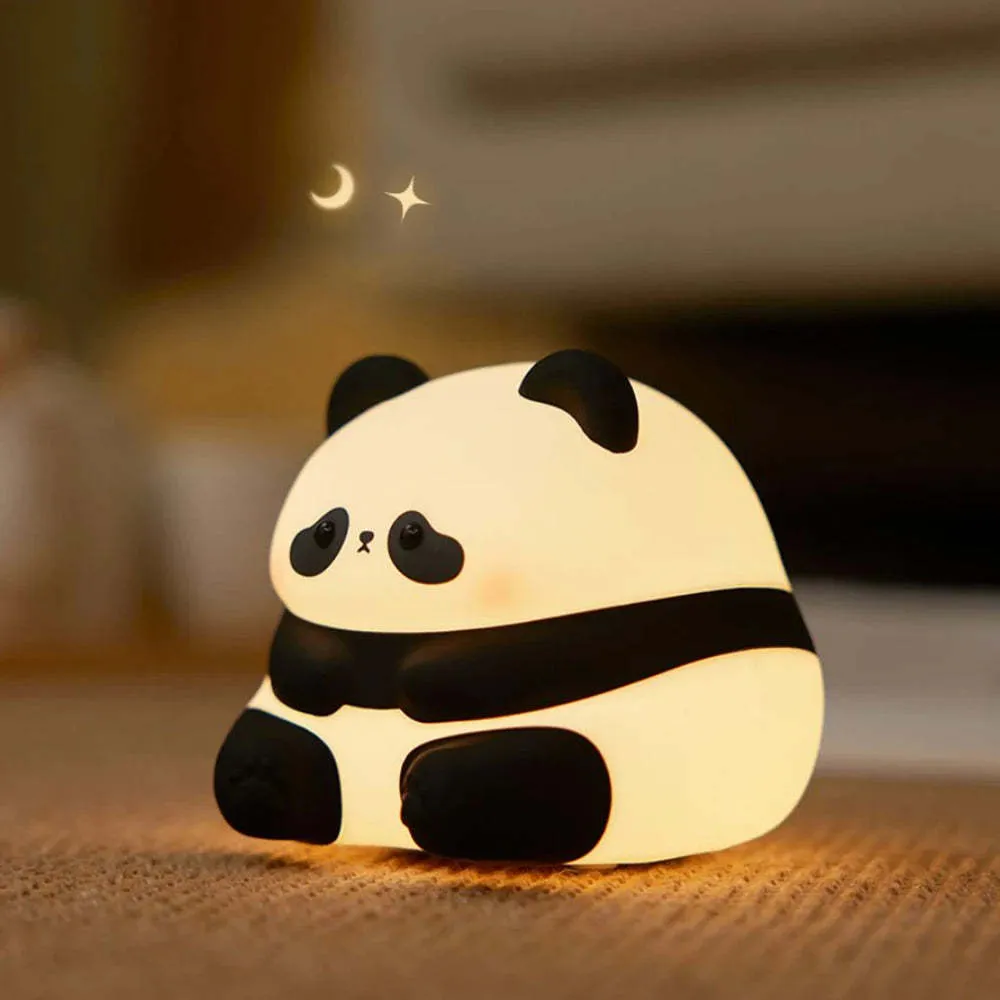 Panda-shaped silicone night light with clap control and USB charging port