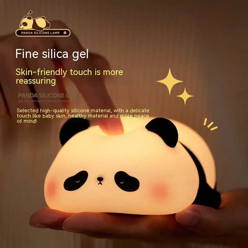 Panda-shaped silicone night light with clap control and USB charging port