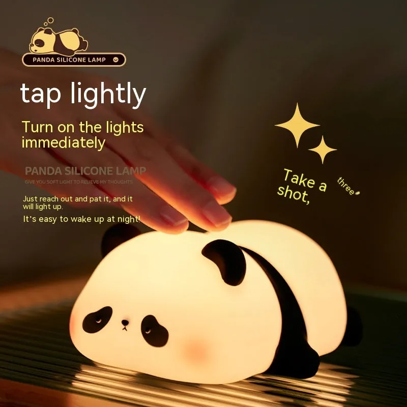 Panda-shaped silicone night light with clap control and USB charging port