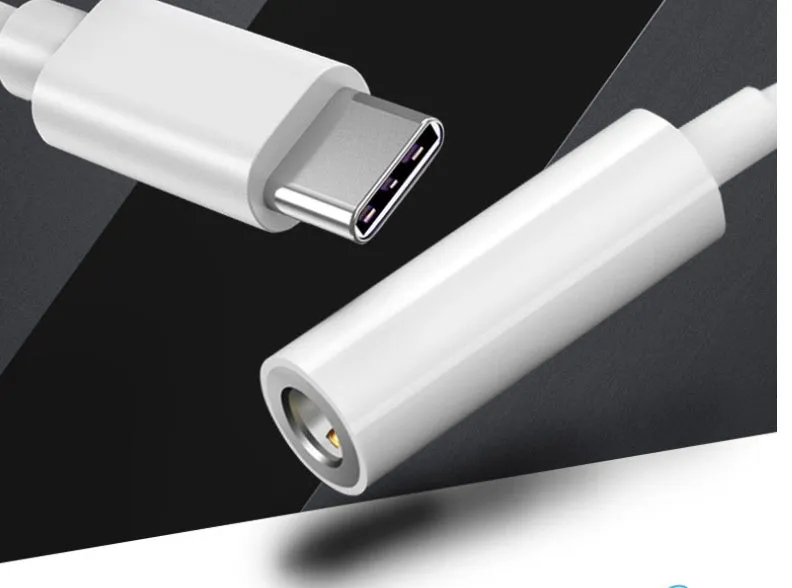 White Type-C digital audio adapter cable with bare wire interface for Samsung Huawei Xiaomi iPhone