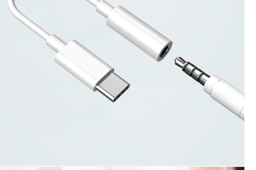 White Type-C digital audio adapter cable with bare wire interface for Samsung Huawei Xiaomi iPhone