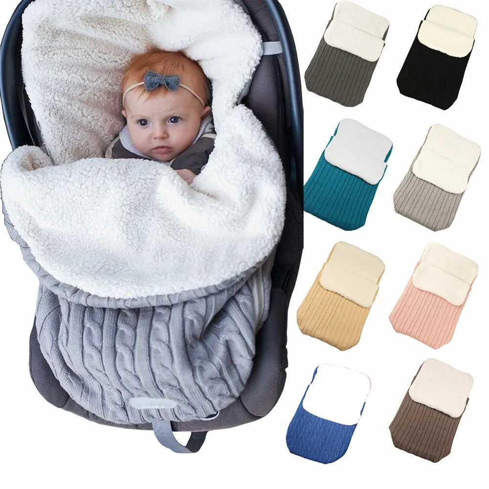 Winter baby stroller sleeping bag with lamb cashmere lining in envelope style design